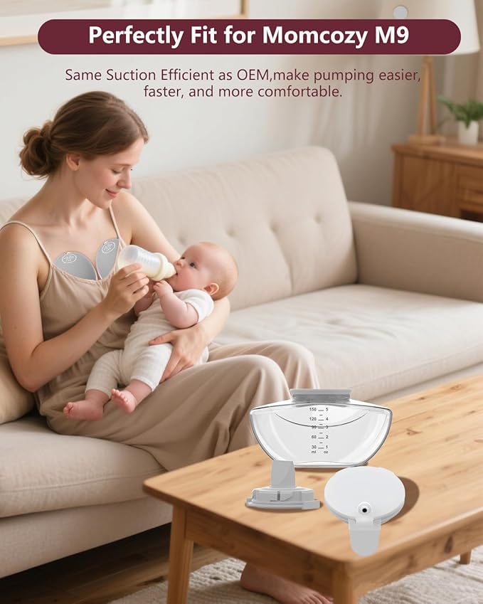 4PC Upgraded M9 Breast Pump Replacement Part, Including 2pcs Duckbill Valve and 2pcs Double-Layed Diaphragms for Momcozy Upgraded Mobile Flow | Upgraded M9, Valve, Diaphragms, 4PC Gray