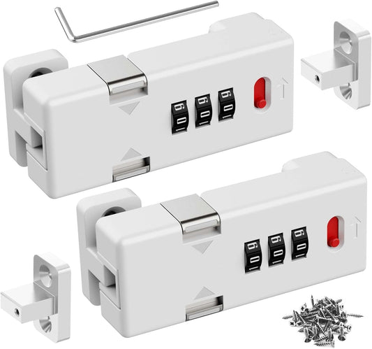 Keyless Cabinet Lock,Cabinet Password Locks with Luminous,3-Digit Combination Door Lock for Drawers, Barn Door, Bathroom, Outdoor, Closet, Fence,Protect Privacy(2PCS,White)