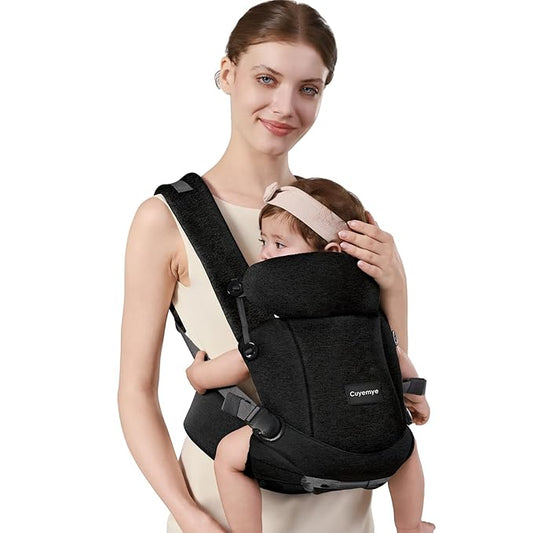 Baby Carrier，Baby Carrier for Newborn to Toddler，Adjustable Crotch Width，Ergonomic Newborn Carrier，Enhanced Lumbar Support，Easy-to-Use (Black)