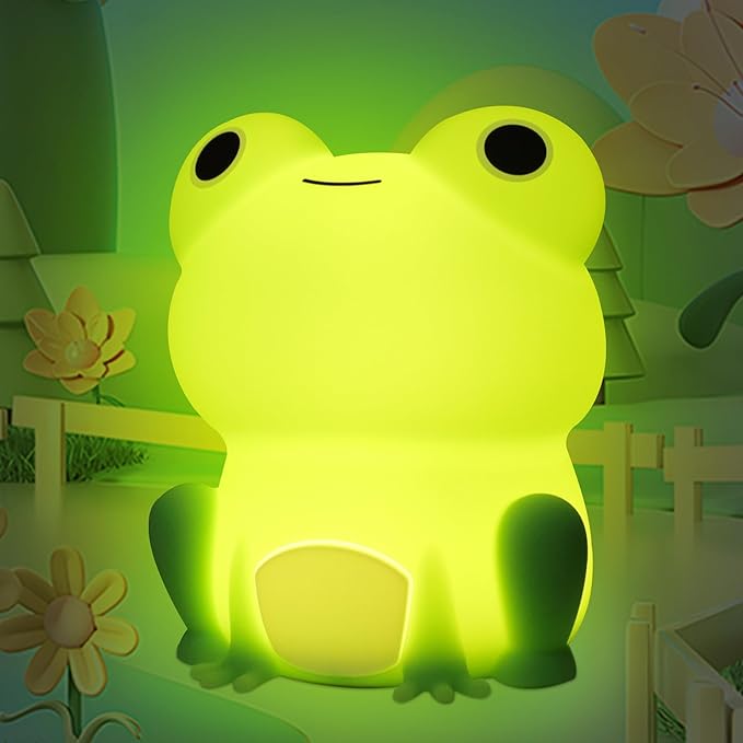 Attivolife Cute Frog Night Light for Kid, Squishy Animal Silicone Lamp, Rechargeable Portable and Dimmable Touch Control, Best Bedroom Bedside Decor Christmas Birthday Gift for Boy Girl Toddler