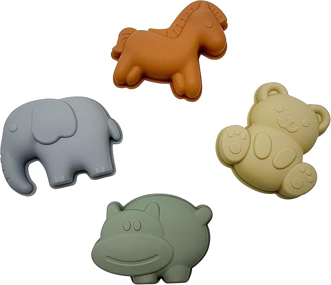 Silicone Beach Toys - Beach Bucket Set with Shovel, 4 Sand Molds - Travel-Friendly Kids Sand Toys in Net Carrying Bag - Safe Baby Sand Toys - Dishwasher-Safe (Light Green)