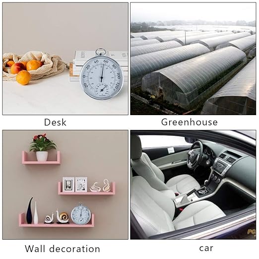 Indoor Outdoor Thermometer - Weather Dial Hygrometer Thermometer, No Battery Required Hanging Hygrometer for Wall, Table, Car, Greenhouse or Decorative, Round 4" in Diameter