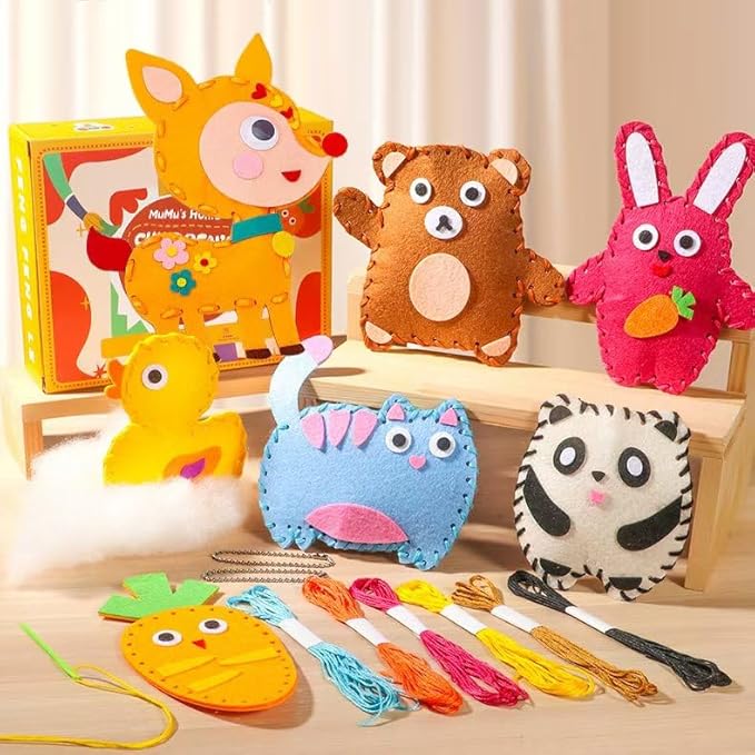 Eubeneortho Sewing Kit for Kids,Felt Animals Sew Craft Kit for Beginners,Fun and Educational Kids DIY Projects Craft and Sew Set Gift for Ages 6+ Girls, Boys, Learn to Sew