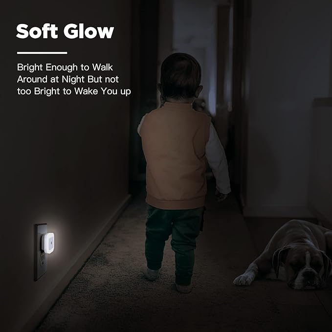 Plug-in LED Night Light with Dusk to Dawn Sensor for Hallway, Stairs, Bathroom, Kitchen, Bedroom, Nursery, Kids Room, Daylight White, Pack of 6