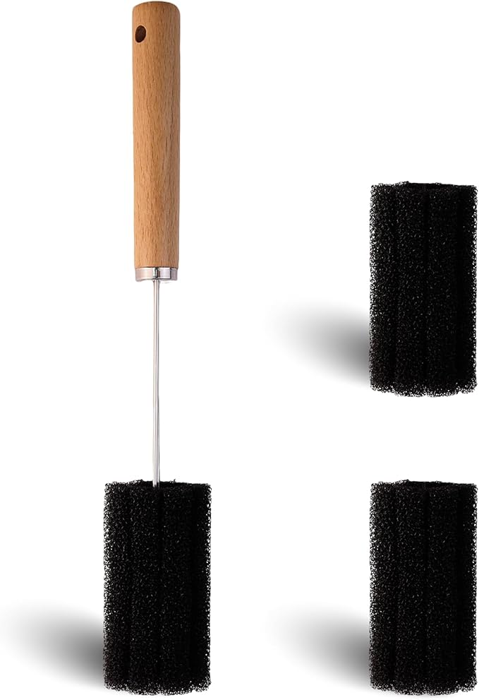 Water Bottle Cleaner Brush Baby Bottle Cleaner Brush Set Long Handle Sponge Cleaning Brush for Beer Bottles, Cups, Wine Glasses, Coffee Mugs, Tumblers, Thermos,Replaceble Brush Head (3-Pack)