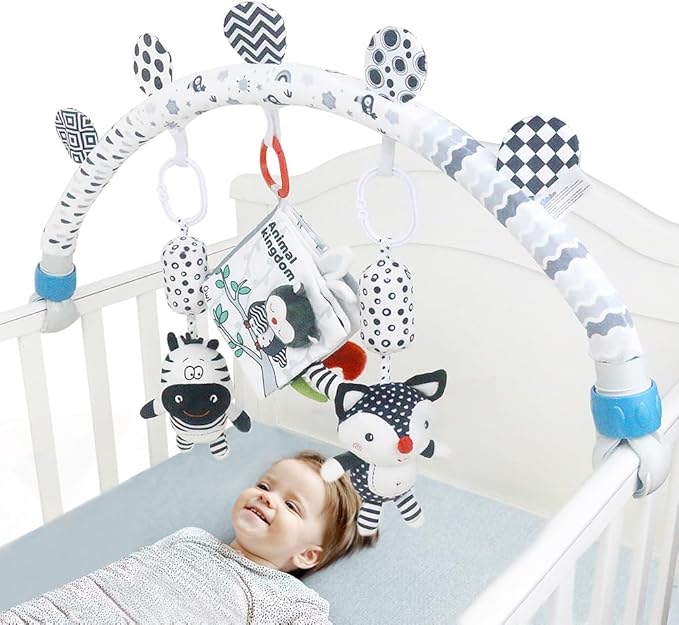 Baby Activity Travel Mobile Arch Toy, Black and White Crib Toys (Animal)