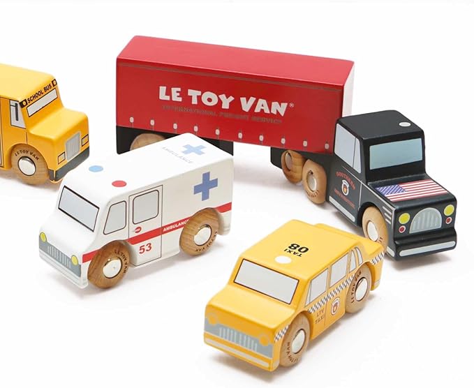 Le Toy Van New York Car Set Premium Wooden Toys for Kids Ages 3 Years & Up