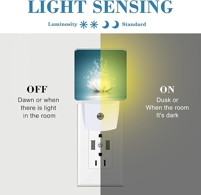 Magic Lotus Flower on Water Night Light Plug into Wall with Dusk to Dawn Sensor Cute Nightlight for Kid Girls Boys Women Men Room Decor, Hallway, Kitchen, Bathroom, Nursery, Stairs