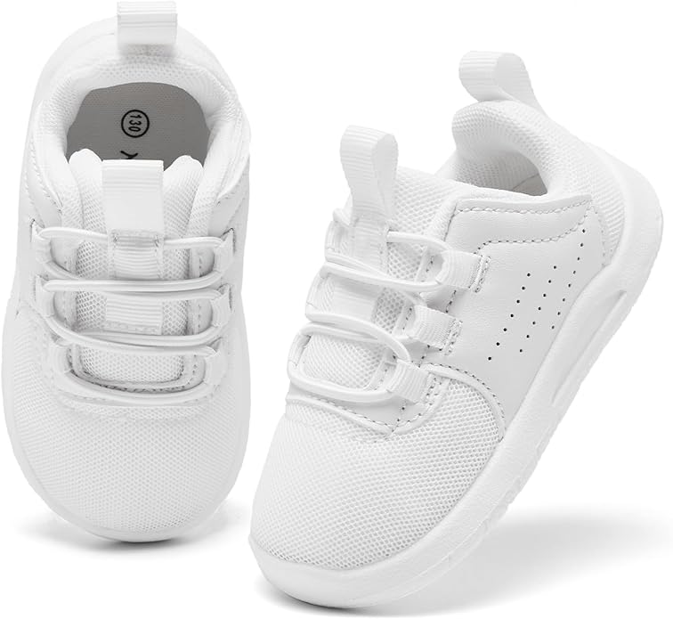 MORENDL Toddler Slip On Sneakers Baby Walking Shoes Non-Slip Breathable Unisex Pink Mesh Lace-Up Athletic Sneakers Infant Running Shoes