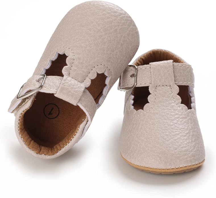 COSANKIM Baby Girls Mary Jane Flats Shoes Anti-Slip Rubber Sole Infant Toddler Princess Wedding Dress Shoes