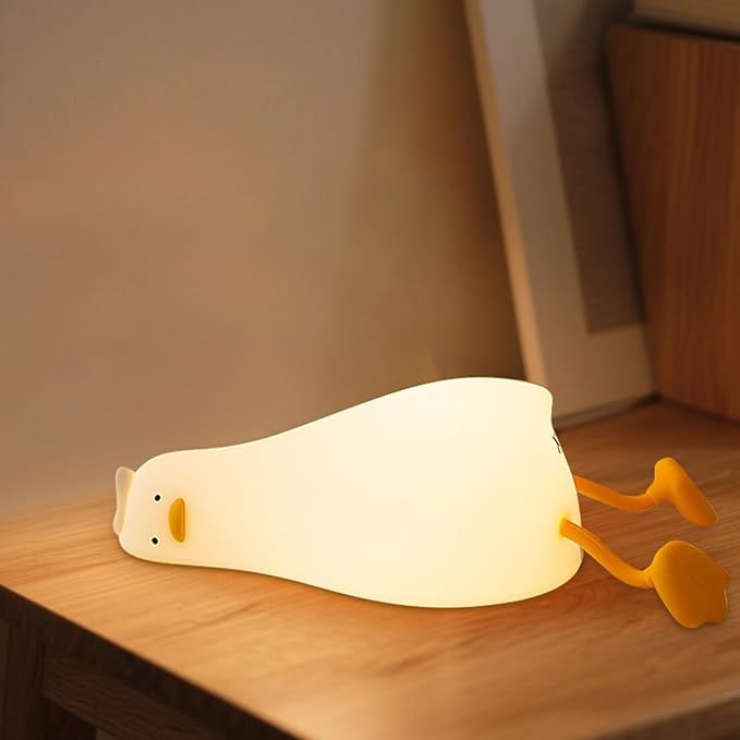 Duck Night Light, Rechargeable Silicone Duck Lamp with Touch Control, Squishy LED Nursery Nightlight, Dimmable Bedside Tap Lamp for Kids Room, Baby Breastfeeding, Bedroom Decor Gift