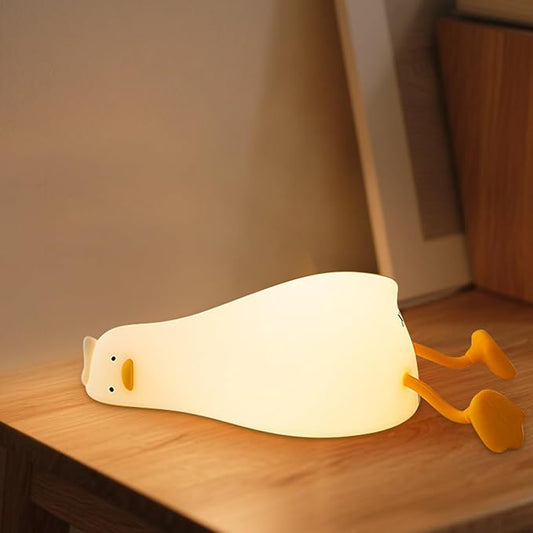 Duck Night Light, Rechargeable Silicone Duck Lamp with Touch Control, Squishy LED Nursery Nightlight, Dimmable Bedside Tap Lamp for Kids Room, Baby Breastfeeding, Bedroom Decor Gift
