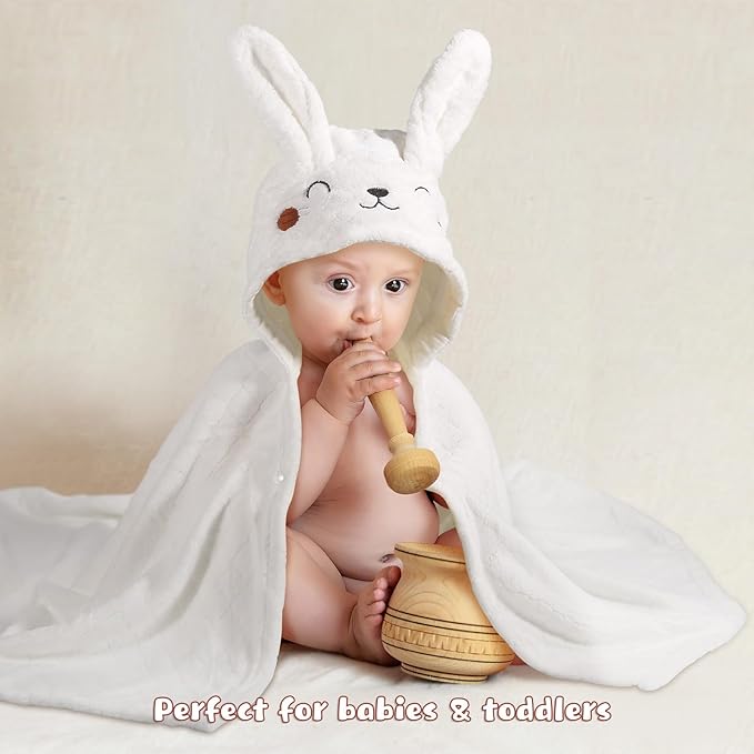 Toddler Towels for Boy & Girls 0-5 Years, 2-Pack Kids Towels with Hood Soft Absorbent, 50"x32" Large Thick Bath Towel for Kids and Plush toallas de baño para Bebe,White Rabbit & Grey Koala