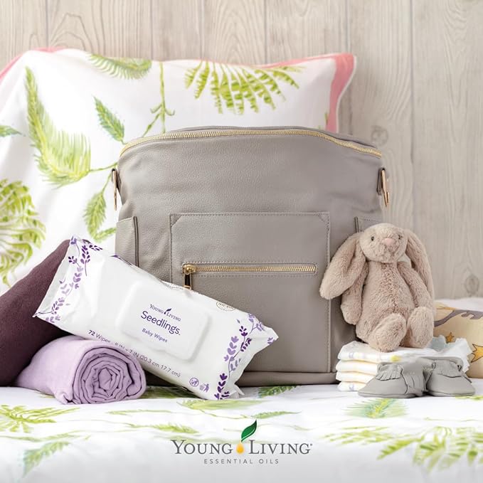 Young Living Seedlings Baby Wipes, 72ct | Gentle Care for Little Ones | Skin Moisturizer | Hydrating & Smooth | Sensitive Skin | Thick Wipes | Alcohol-Free | Ideal for Hands & Faces | Water-Infused