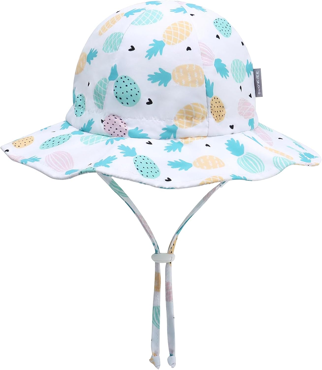 UPF 50+ Baby Bucket Hat - Wide Brim Sun Protection Beach Cap for Girls - Cute & Adjustable Toddler Hat