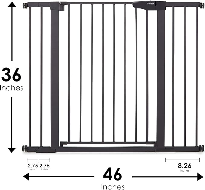 Cumbor 36" Extra Tall Baby Gate for Dogs and Kids with Wide 2-Way Door, 29.7"- 46" Width, and Auto Close Personal Safety for Babies and Pets, Fits Doorways, Stairs, and Entryways, Black