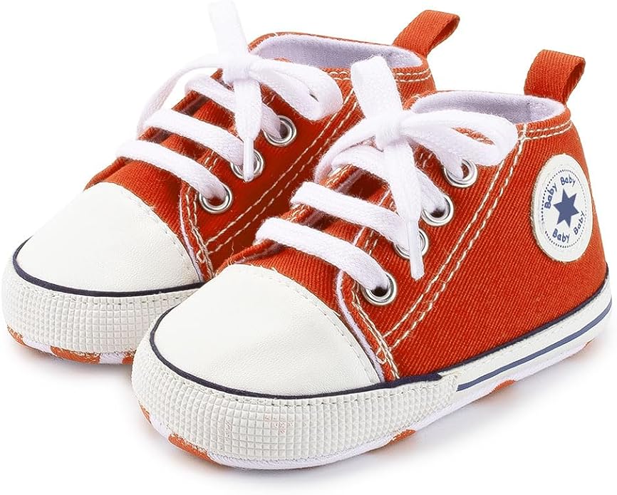 Meckior Baby Girls Boys Canvas Sneakers Soft Sole High-Top Ankle Infant First Walkers Crib Shoes