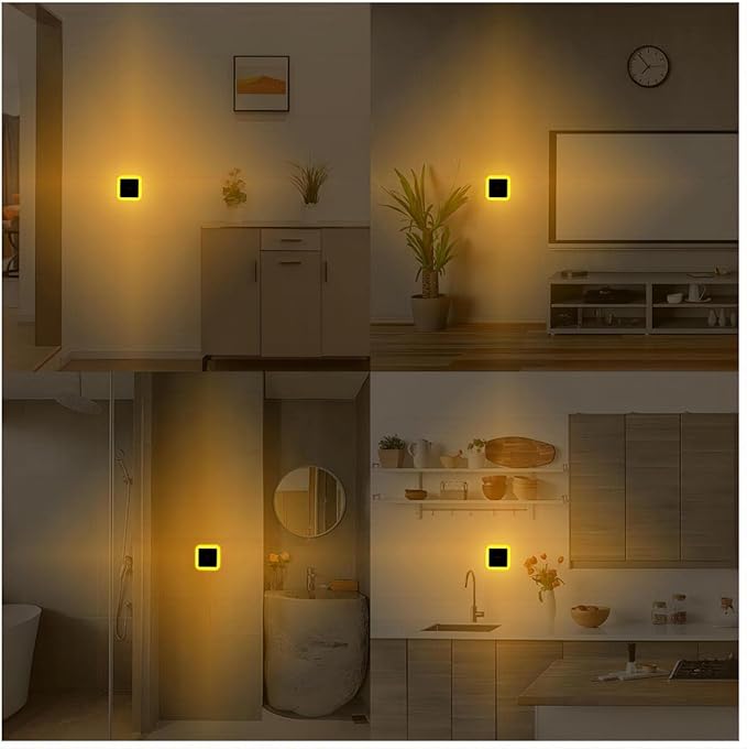 KINUR 6 Pack Night Light, LED Night Lights Plug into Wall with Dusk to Dawn sensors, Plug in Night Lights for Kids Room, Bedroom, Bathroom, Baby Nursery,Stair Lights, Hallway Light, Amber Color