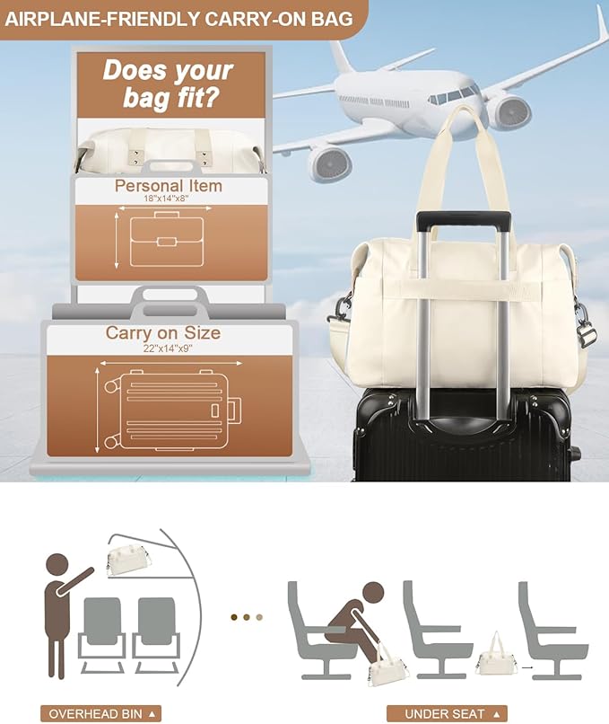 Travel Duffle Bag, Waterproof Weekender Overnight Hospital Bags for Women Men with Toiletry Bag Lightweight Carry on Personal Item Duffle Gym Bag for Travel, Airplanes, Sports