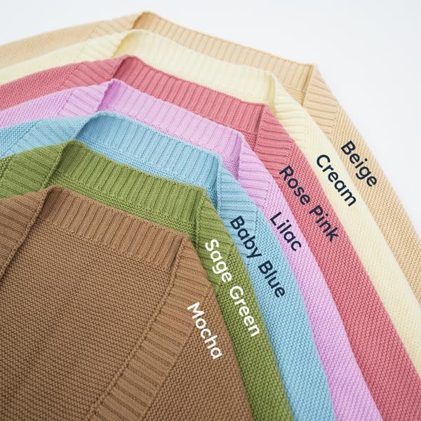 Luxury Personalized Name Knitted Baby Blanket -Embroidered, Soft Breathable Cotton Knit for Newborns - Valentine's Gift for New Moms Baby Boy Girl Birthday Christmas.