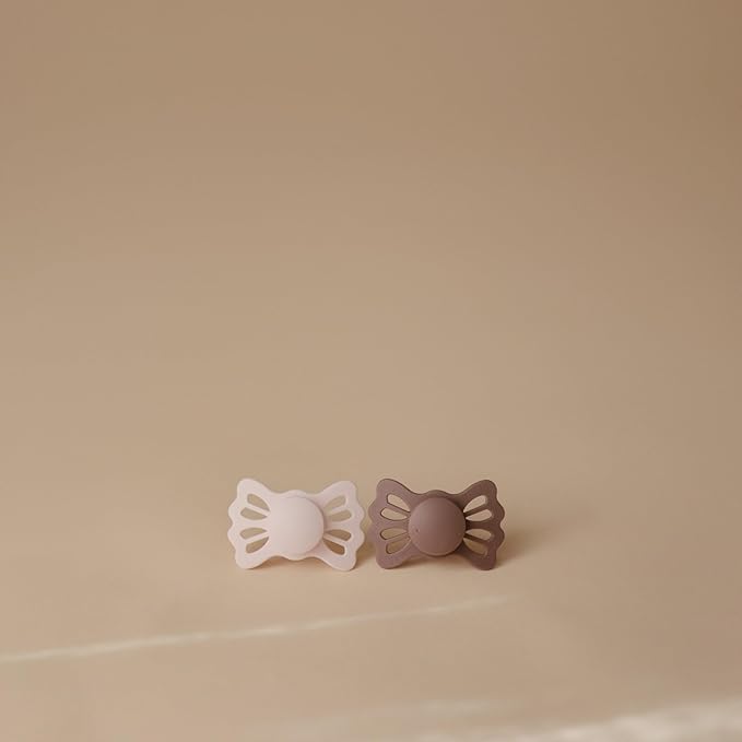 FRIGG Lucky Symmetrical SilkySoft Silicone Baby Pacifier | Made in Denmark | BPA-Free (White Lilac/Twilight Mauve, 6-18 Months)