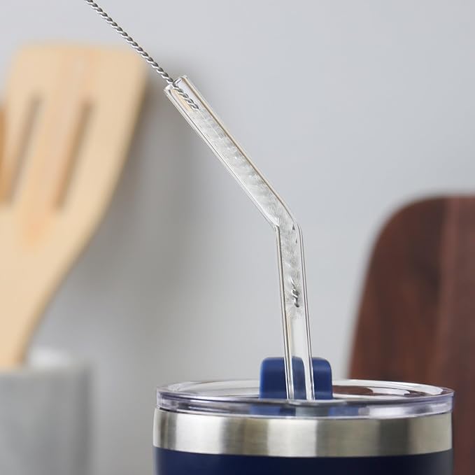 Strong 'n Flex Nylon Straw Cleaner Brushes – Fan-Shaped End for Tight Spaces, Ideal for Reusable Straws, Water Bottles, Sippy Cups & Pipes – Includes Zippered Pouch – 10" Long – Set of 3