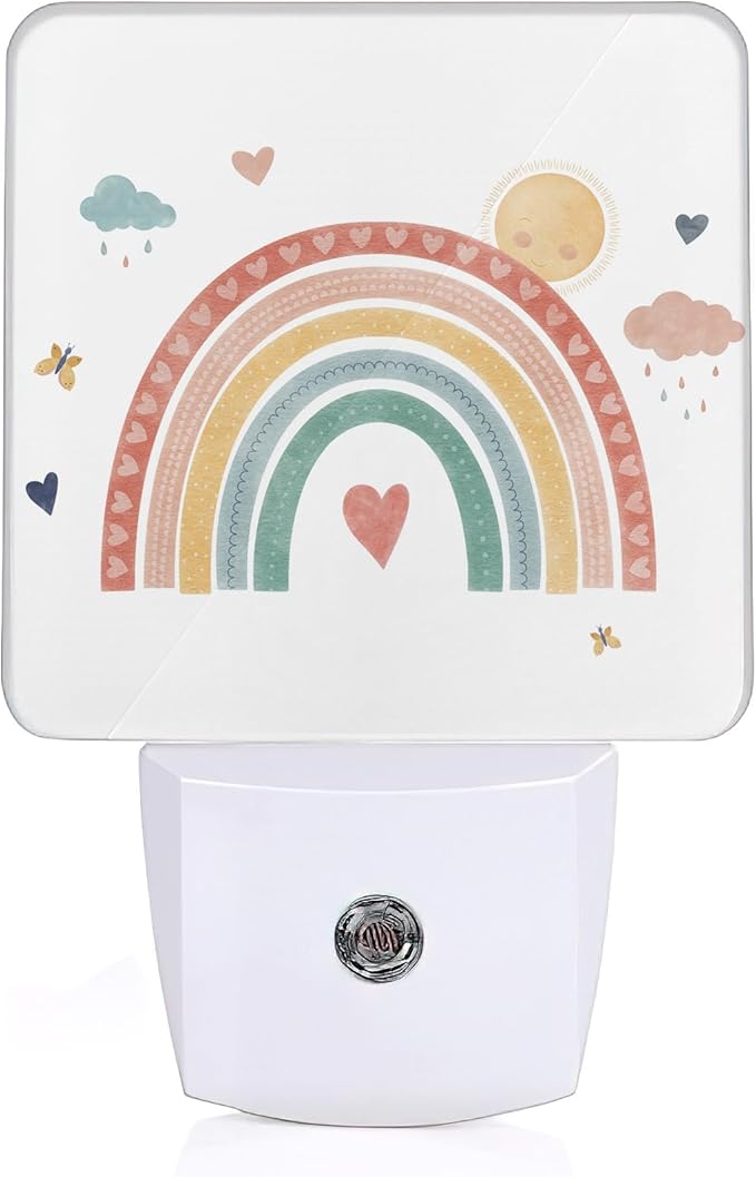 Boho Rainbow Night Light,Plug in Night Light, Dusk to Dawn Sensor Nightlights for Stairway/Hallway/Kitchen/Bedroom/Bathroom 0.5W