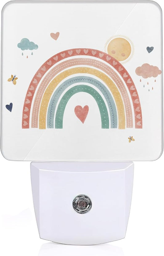 Boho Rainbow Night Light,Plug in Night Light, Dusk to Dawn Sensor Nightlights for Stairway/Hallway/Kitchen/Bedroom/Bathroom 0.5W