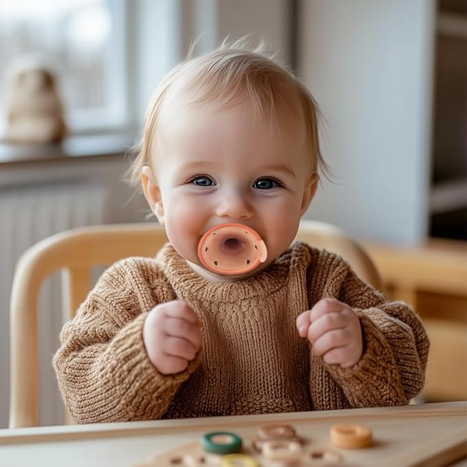 Baby Pacifiers 3 Month, 6 Month Breast-Like Shape Soft Silicone Newborn Pacifiers with Large Air Holes, BPA Free