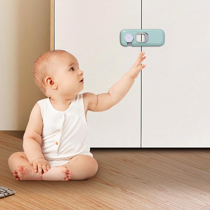 5Pack Child Proof Refrigerator Lock, Baby Proofing Cabinet Locks, oven lock child safety, fridge lock, for Fridge, Drawers, Dishwasher, Oven, Cupboard, Closet, Adhesive, No Tools Need(Green)