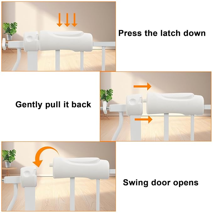 Extra Wide Baby Gate Extra Tall Dog Gate for Stairs Doorways White Metal Tension Child Pet Safety Gates with Pressure Mount 34-38.5 Inch Wide