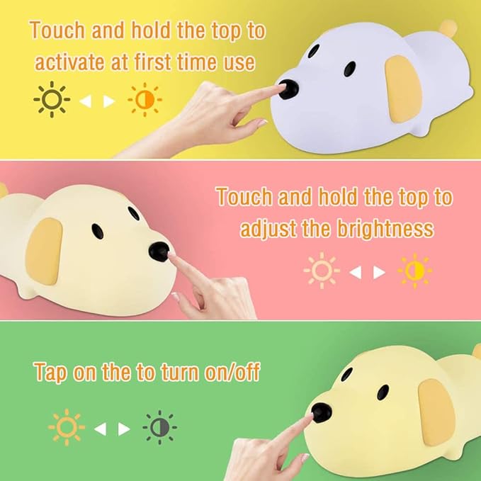 Night Light for Kids,Cute Silicone Nursery Puppy Lamp for Baby and Toddler,Animal NightLight for Boys and Girls,Squishy Night Lamp for Bedroom,Kawaii Bedside Lamp for Kids Room(Puppy)