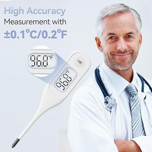 Berrcom Digital Thermometer for Adults and Kids, Medical Thermometer for Fever 10 Second Reading Armpit Thermometers with Fever Alarm