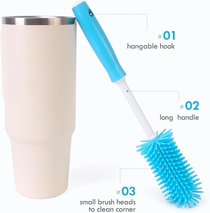 3 Pack Cleaner Brush Kit for Stanley, Bottle Cleaner Brush Set with Straw Brush Cleaner and Cup Lid Cleaning Brush for Stanley Cup, Tumbler Cups, Drinking Glass (Blue)
