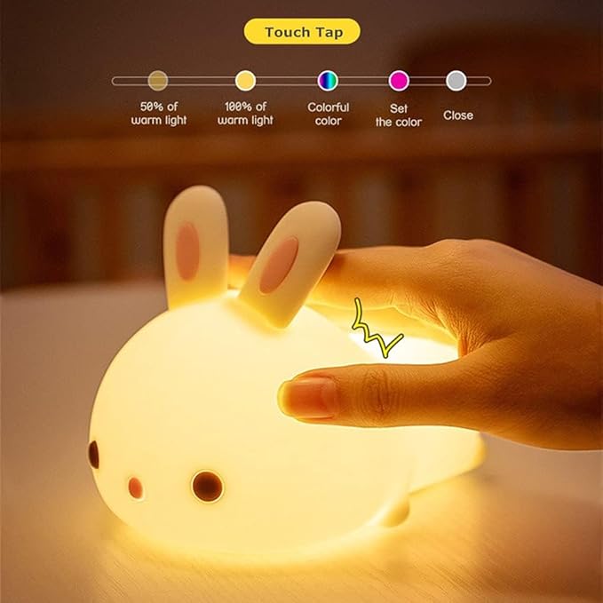 Cute Kids Night Light Night Lamp Night Lights for Kids Bedroom Toddler Baby Portable Silicone Battery Led Nightlight Nursery (Cute Bunny)
