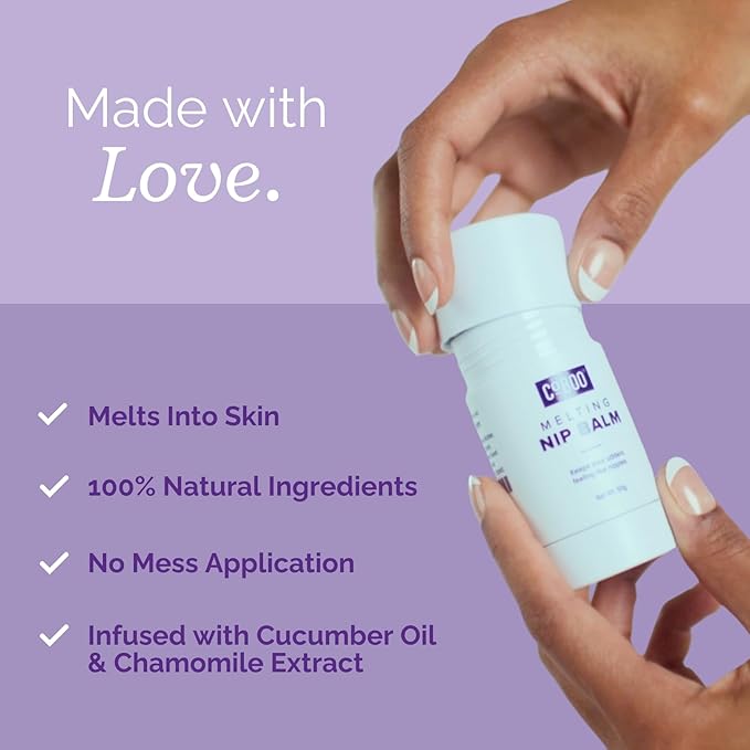 Melting Nip Balm for Sore Nipples, Baby-Friendly Postpartum Essential, Touch-Free Application, Soothes and Protects, Breastfeeding Essentials