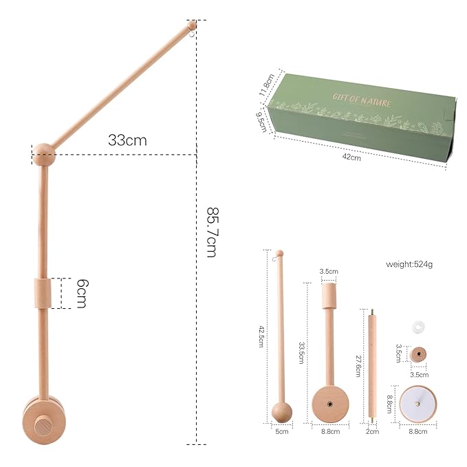 let's make Baby Crib Mobile Arm - Wooden Baby Mobile Crib Holder 31 inch for Mobile Hanging Baby Crib Attachment for Nursery Decor