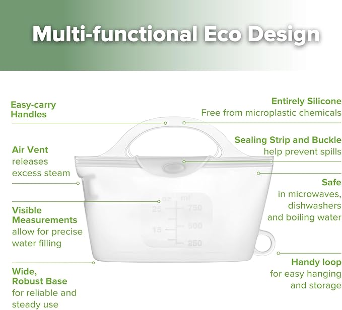 haakaa Wearable Silicone Breast Pump with Steriliser Bag, 2-in-1 Hands-Free Passive Breast Milk Catcher for Nursing Mom, Breastfeeding Essentials, 75ml Shell Pump & 750ml Steriliser Bag - Frosted