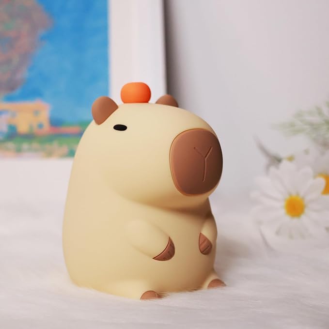 Attivolife Capybara Night Light, Cute Animal Silicone Nightlight with Dimmable & Timer, Portable Rechargeable LED Touch Lamp, Bedroom Table Decor Birthday Present for Boy Girl