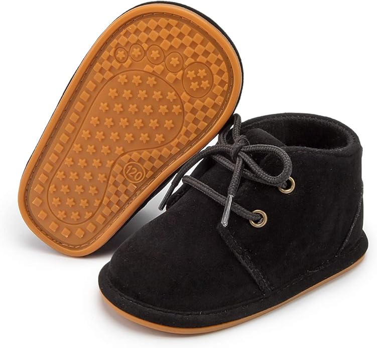 Baby Unisex Warm Snow Boots Newborn Leather Fur Lace Up Ankle Anti-Slip Rubber Texture Sole Toddler Prewalker Winter Crib Shoes