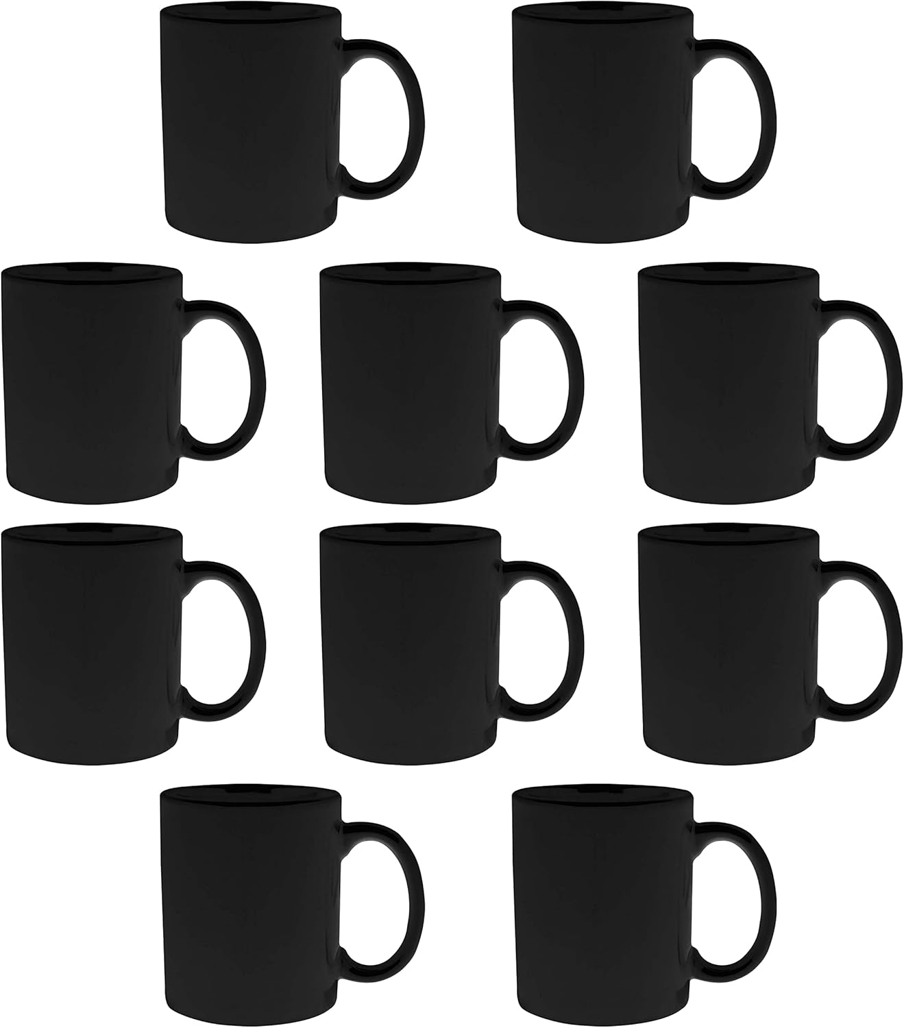 DISCOUNT PROMOS Ceramic Mugs – 11 oz. Set of 10, Personalized Bulk Pack, Perfect for Hot or Iced Drinks, Gaming – Black