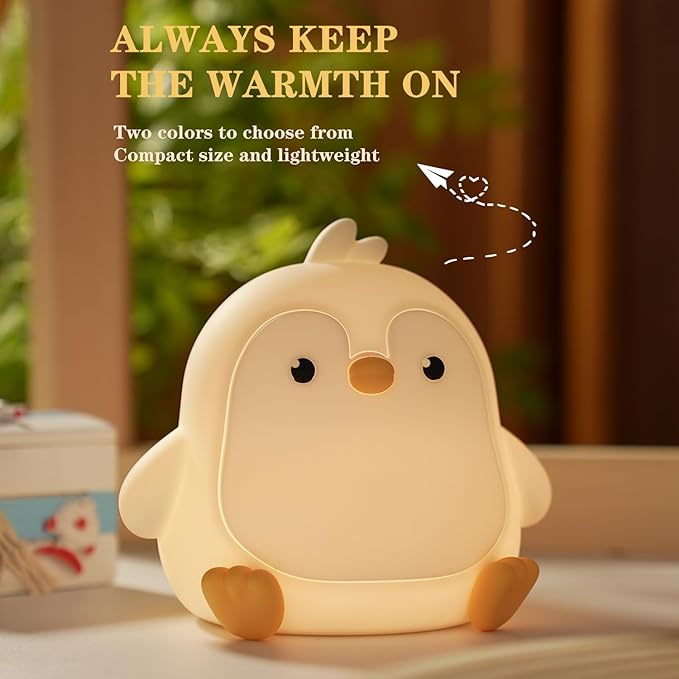 Cute Penguin Night Light, LED Squishy Night Lamp, 7 Colors Dimmable Timer Nursery Nightlight, Rechargeable Touch Lamp, Dorm Decor, Funny Gifts(Penguin)