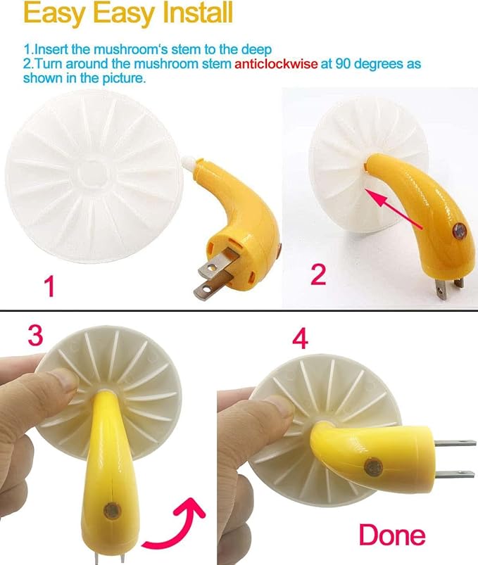 [3 Pack Plug-in LED Mushroom Night Light Lamp with Dusk to Dawn Sensor,Plug in Bed Cute Nightlight lamp Wall Baby Lights for Kids Children (7-Color)