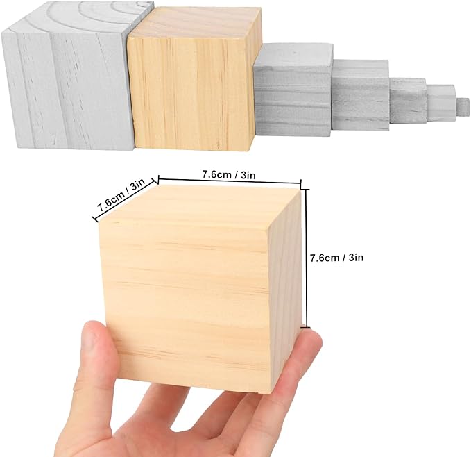 10 Pack Wooden Cubes 3 Inch Craft Quality Wood Blocks Perfect for DIY Projects