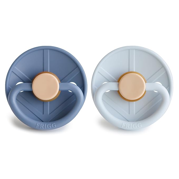 FRIGG Little Viking Natural Rubber Baby Pacifier 2-Pack | Made in Denmark | BPA-Free (Ocean View/Powder Blue, 6-18 Months)