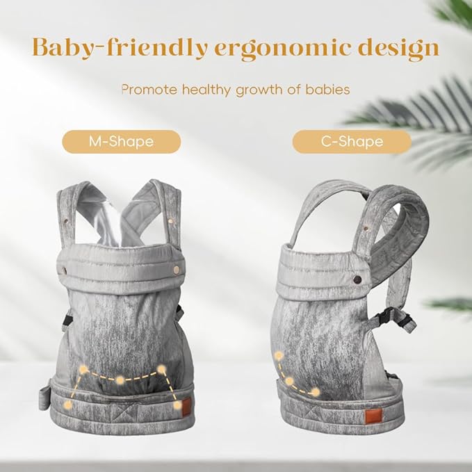 Baby Carrier for Newborn to Toddler, 7-35 lbs Weight Capacity, Ergonomic Backpack Design, Front and Back Facing Options, Grey