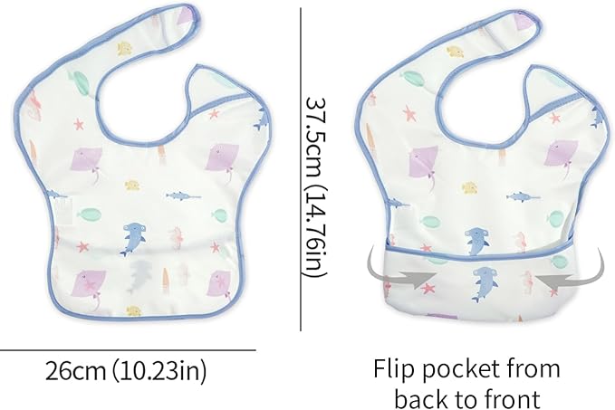 3-Pack Waterproof Baby Bibs for Eating - Lightweight Feeding Bibs, Mess Proof, Baby Essential Must Have for Eating