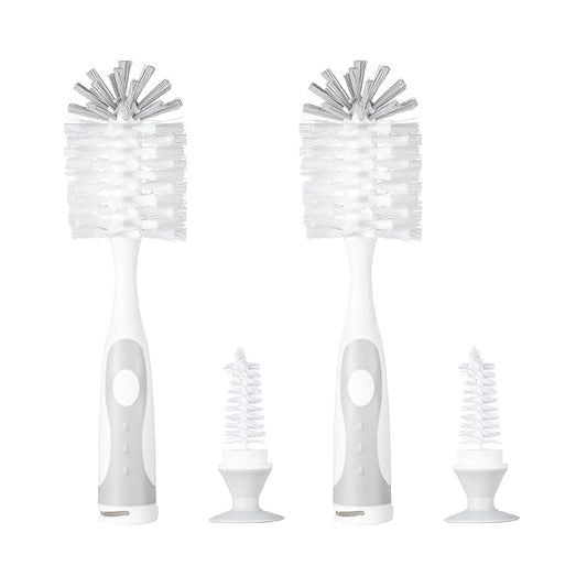 Chemimoso Multifunctional Cleaning Brush, Baby Bottle Brush, Water Bottle Brush Cleaner, Cup Brush, Rotate The Suction Cup to Obtain The Small Bristle Brushes Hidden in Handles, Set B, Grey