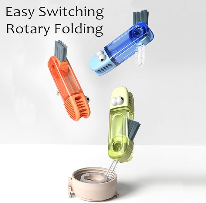 4-in-1 Bottle Cleaning Brush Set, Multifunction Silicone Cup Lid Gap Cleaner, Home Kitchen Crevice Cleaning Tools, 3 Pcs, Red