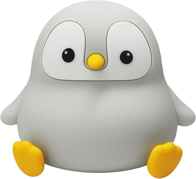 Novelty Cartoon Penguin Silicone Night Light Rechargeable Timing Dimming Nursery Sleep Night Lamp for Baby Room Decor